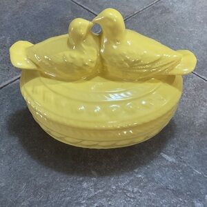 Yellow Ceramic Bird Bowl